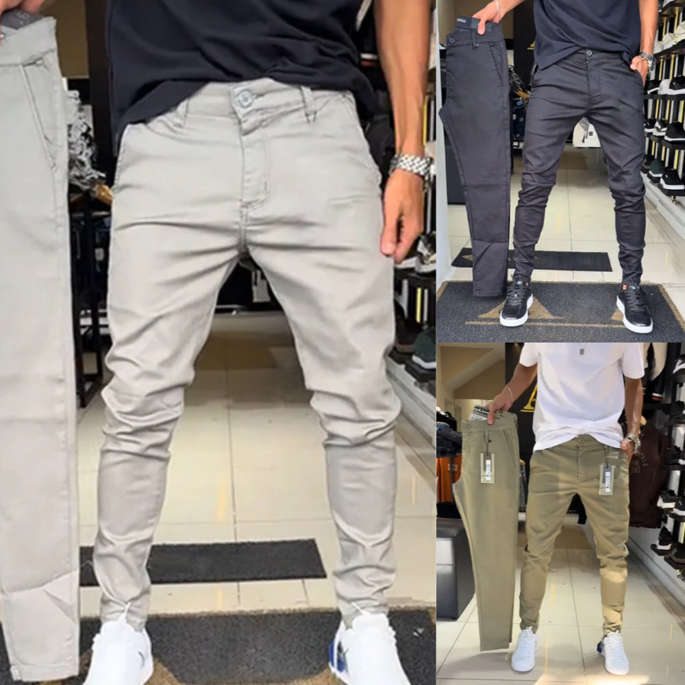 Men’s Slim-Fit Casual Solid Color Pants