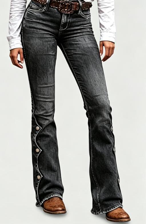 Women High Waisted Distressed Flare Jeans
