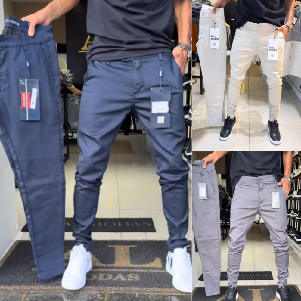 Men’s Slim-Fit Casual Solid Color Pants