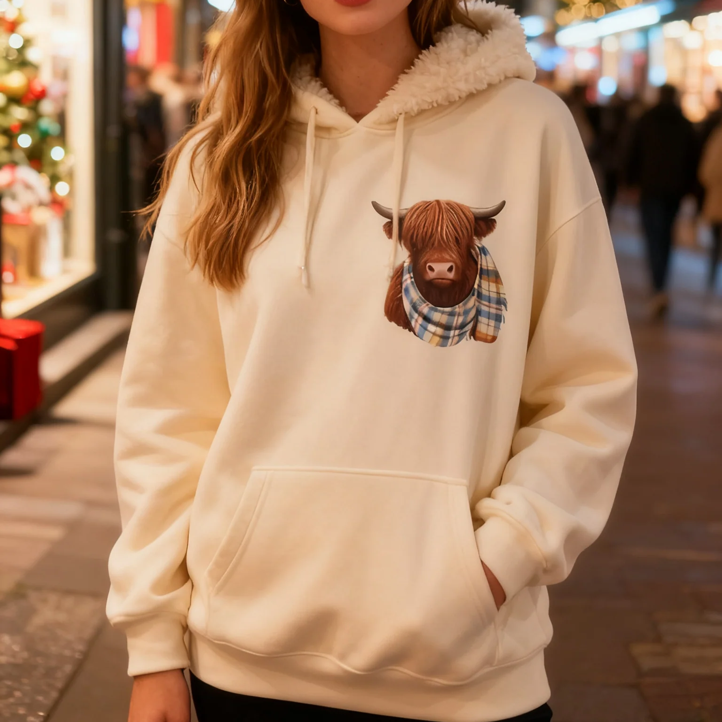 🐮 50% OFF!!🎁Cute Highland Cow Cozy Fleece-Lined Hooded Sweatshirt