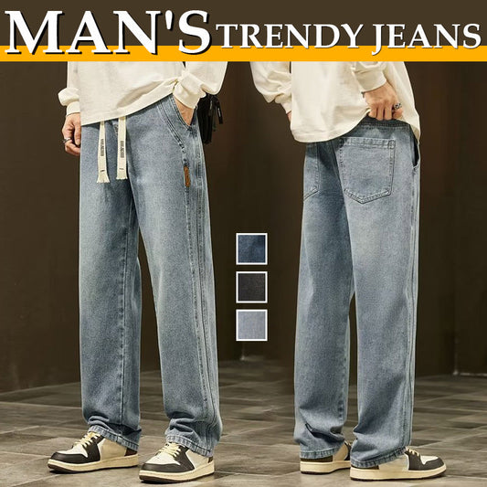 Men's Loose Straight Jeans👖（Free Belt ⏳）