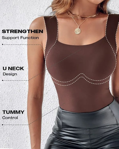 🏆Last Day Special Price ＄16.99!!💐Women's U Neck Thermal Tank Tops with Built-In Bra