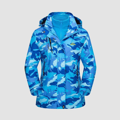 3-in-1 waterproof winter coat, fleece-lined, two-piece suit, ski and hiking jacket with hood