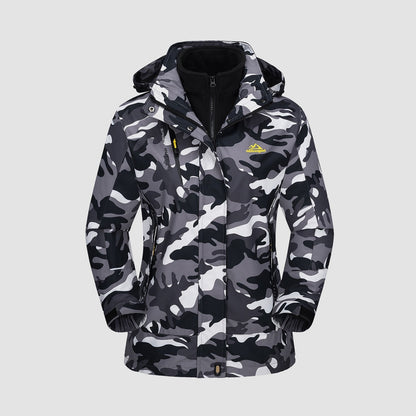 3-in-1 waterproof winter coat, fleece-lined, two-piece suit, ski and hiking jacket with hood