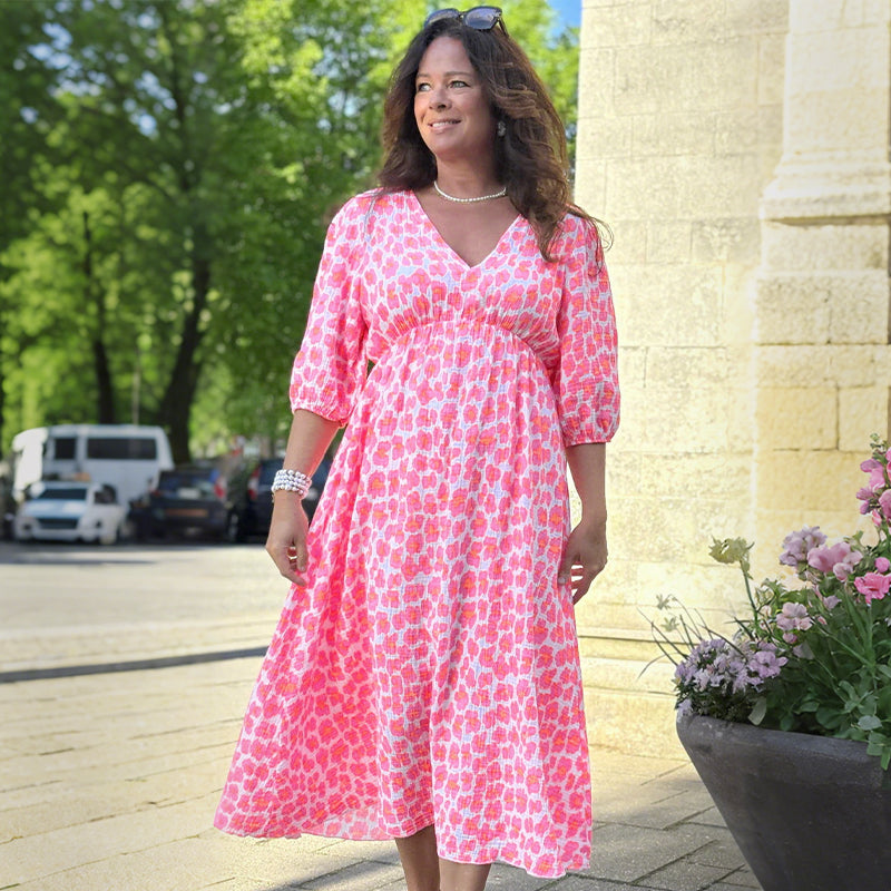 🎨New Arrival 50% Off💥Women's V-Neck Printed Dress – Brushstrokes of Summer🌺