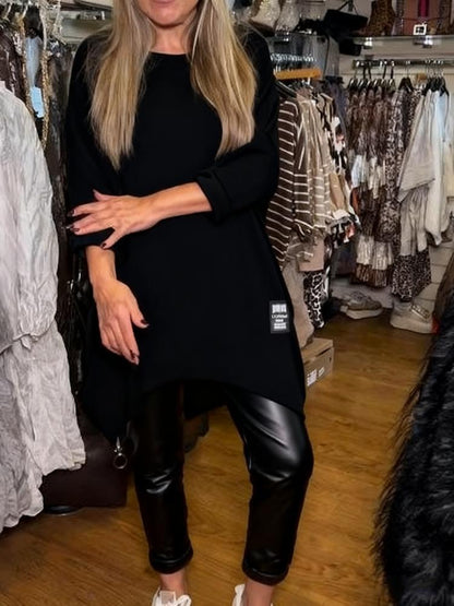 🔥Limited-time offer-Irregular Loose Top & Solid Color Pants Two-Piece Set