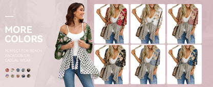 💐2026 SPRING SALE - 60% OFF!🌸Women's Floral Kimono Ruffle Sleeve Tie Cardigans Flowy Boho Loose Cover Ups