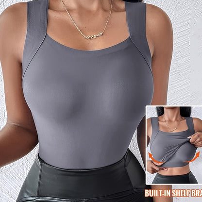 🏆Last Day Special Price ＄16.99!!💐Women's U Neck Thermal Tank Tops with Built-In Bra