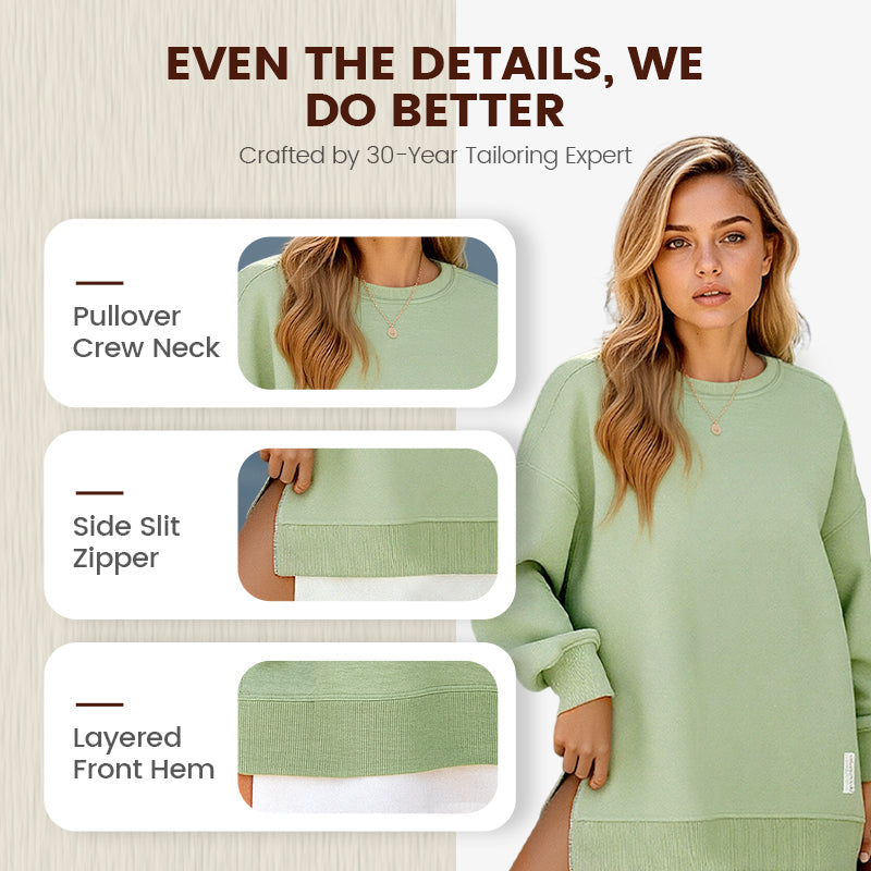🔥2026 HOT SALE🔥 Long Sleeve Pullover Zipper Slit Casual Sweatshirt Dress