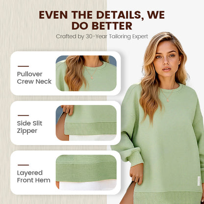 🔥2026 HOT SALE🔥 Long Sleeve Pullover Zipper Slit Casual Sweatshirt Dress