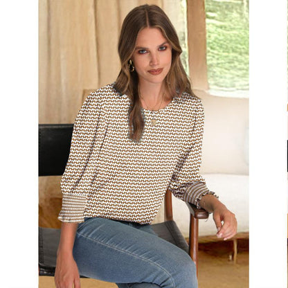 🔥Hot Sale 50% OFF💝✨Women Dressy Casual 3/4 Length Sleeve Blouses with Smocked Cuffs