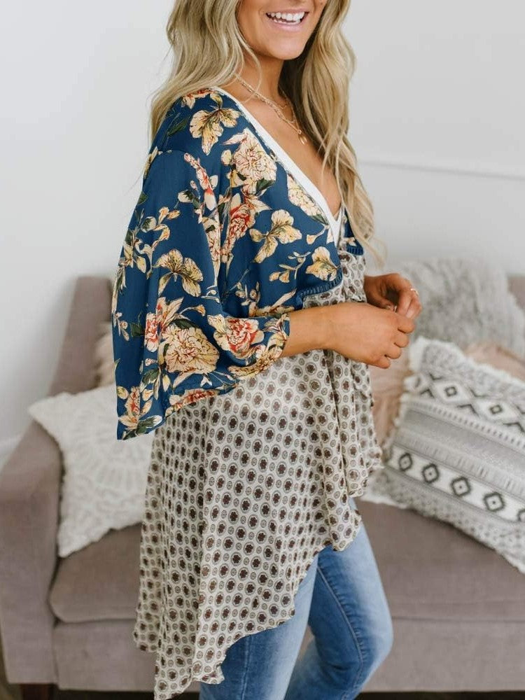 💐2026 SPRING SALE - 60% OFF!🌸Women's Floral Kimono Ruffle Sleeve Tie Cardigans Flowy Boho Loose Cover Ups