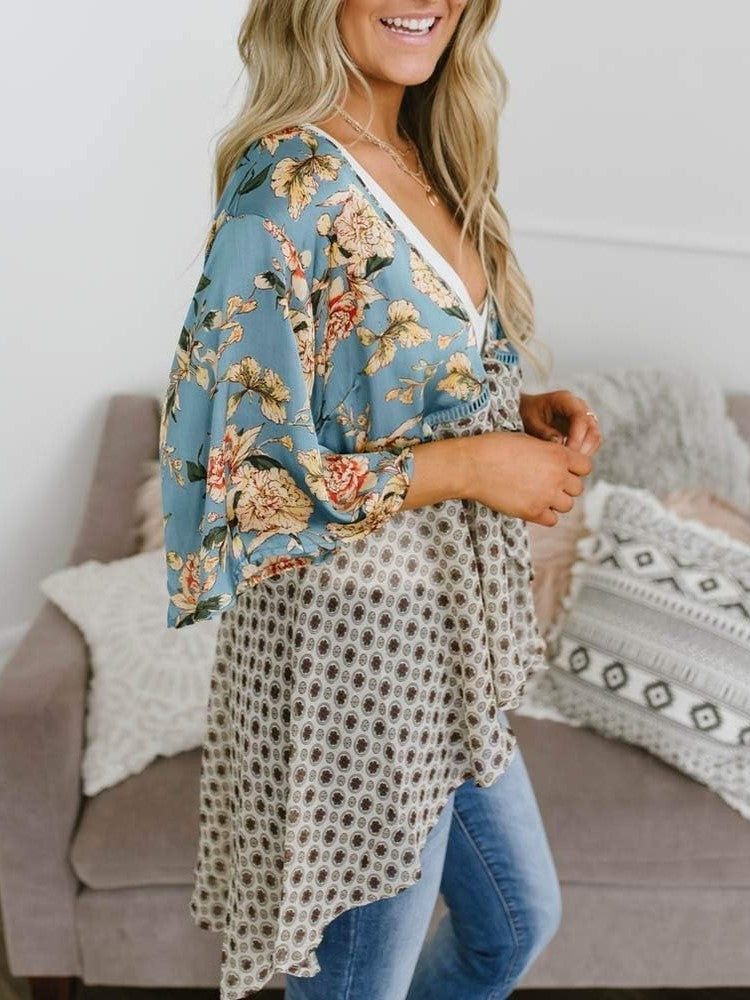 💐2026 SPRING SALE - 60% OFF!🌸Women's Floral Kimono Ruffle Sleeve Tie Cardigans Flowy Boho Loose Cover Ups