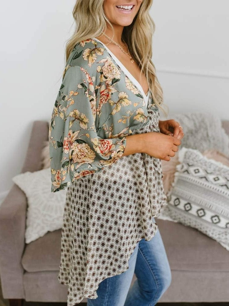 💐2026 SPRING SALE - 60% OFF!🌸Women's Floral Kimono Ruffle Sleeve Tie Cardigans Flowy Boho Loose Cover Ups