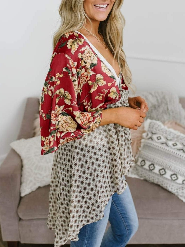 💐2026 SPRING SALE - 60% OFF!🌸Women's Floral Kimono Ruffle Sleeve Tie Cardigans Flowy Boho Loose Cover Ups