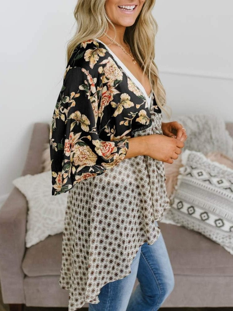 💐2026 SPRING SALE - 60% OFF!🌸Women's Floral Kimono Ruffle Sleeve Tie Cardigans Flowy Boho Loose Cover Ups