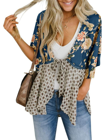 💐2026 SPRING SALE - 60% OFF!🌸Women's Floral Kimono Ruffle Sleeve Tie Cardigans Flowy Boho Loose Cover Ups