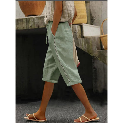 Women's capri-length summer pants with lace details