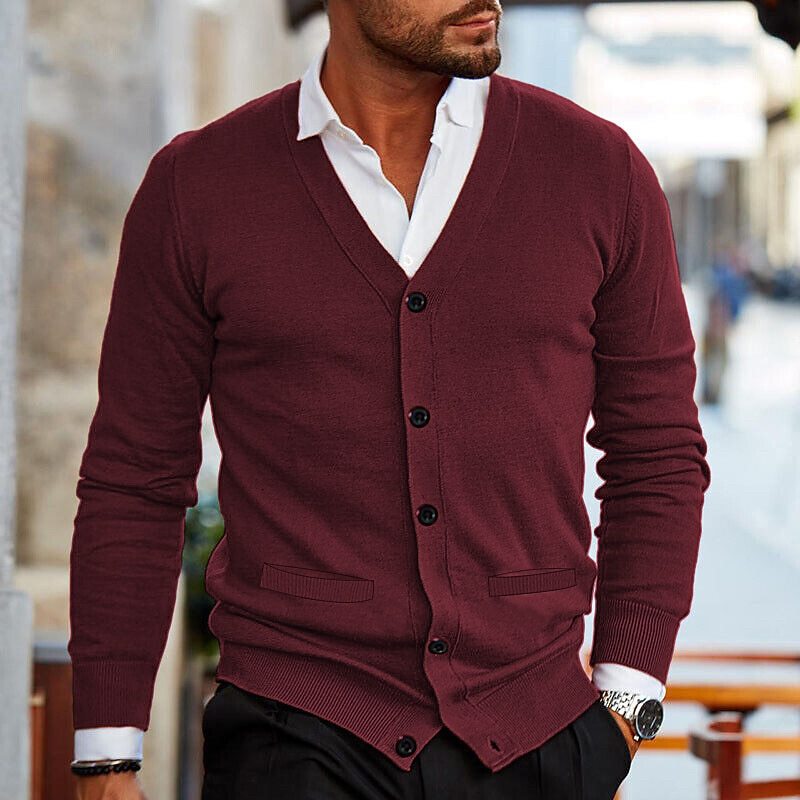 Men's Casual V-Neck Knit Cardigan