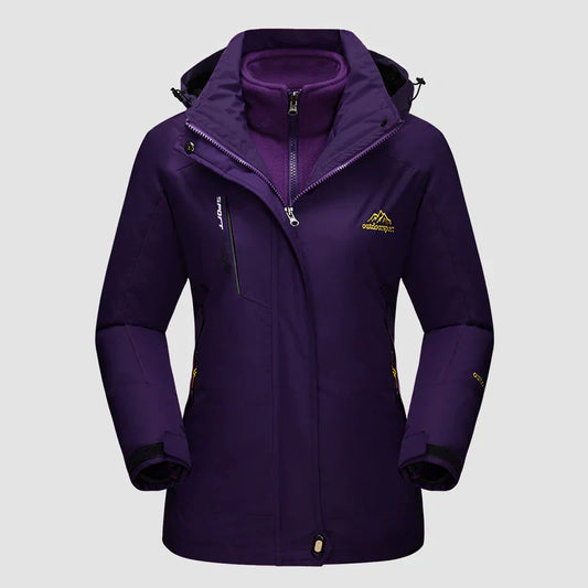 3-in-1 waterproof winter coat, fleece-lined, two-piece suit, ski and hiking jacket with hood