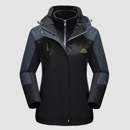 3-in-1 waterproof winter coat, fleece-lined, two-piece suit, ski and hiking jacket with hood