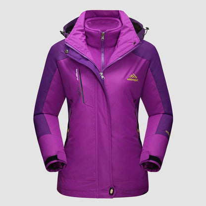 3-in-1 waterproof winter coat, fleece-lined, two-piece suit, ski and hiking jacket with hood
