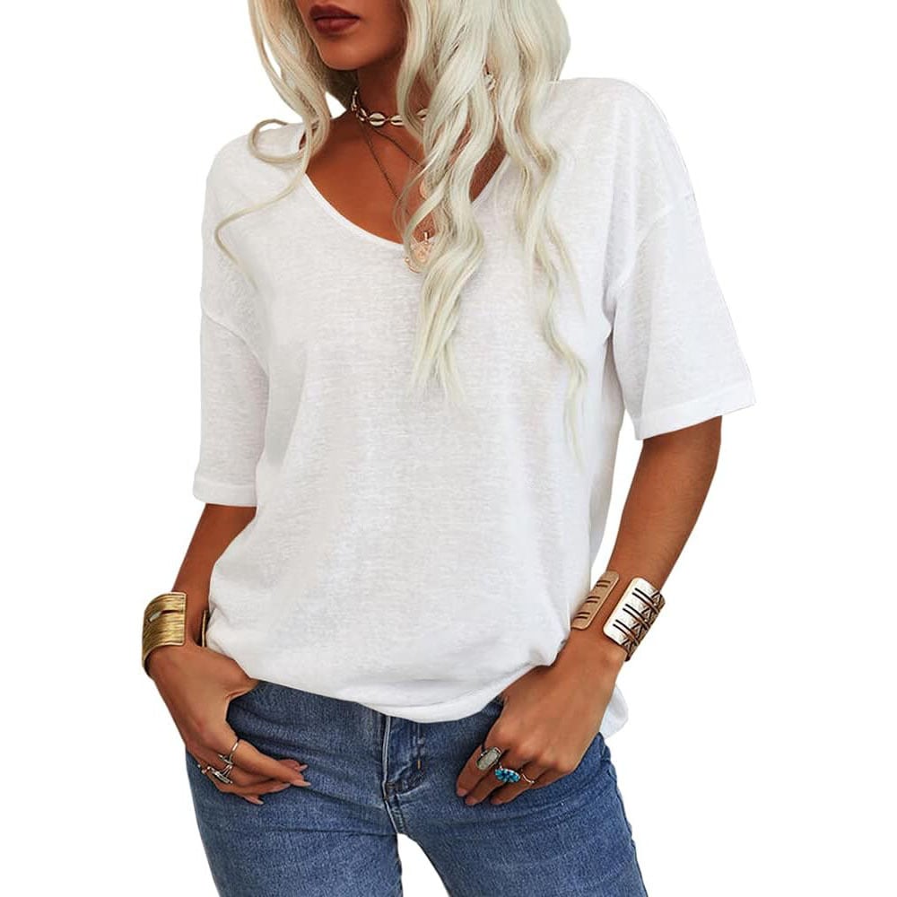💖2026 Summer Sale 50% OFF💥Women's Solid Color V-Neck T-shirt