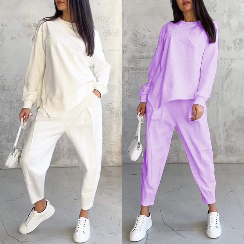 ⏰ Now only 50% off!🔥Women Long-Sleeve Irregular Hem Sweatshirts & Pants Set
