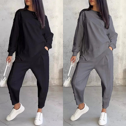 ⏰ Now only 50% off!🔥Women Long-Sleeve Irregular Hem Sweatshirts & Pants Set