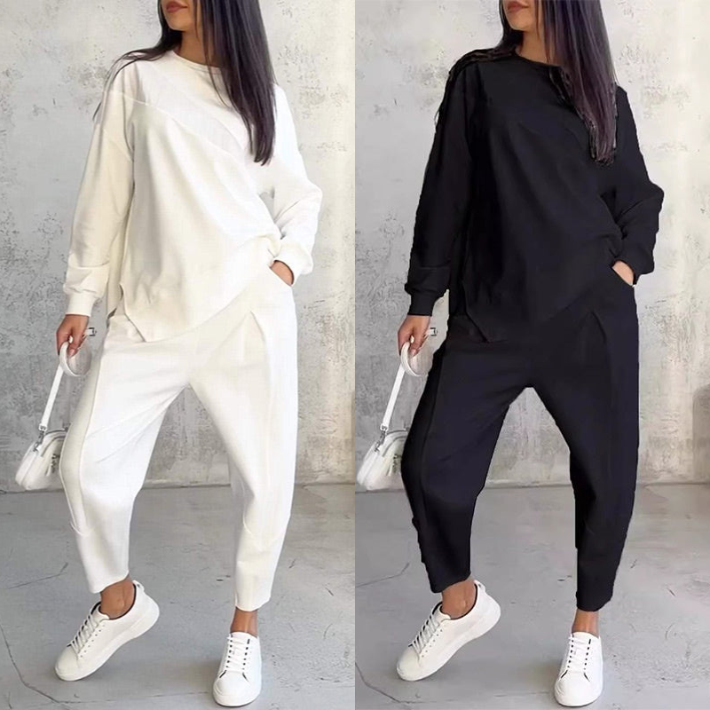 ⏰ Now only 50% off!🔥Women Long-Sleeve Irregular Hem Sweatshirts & Pants Set