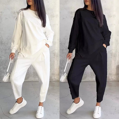 ⏰ Now only 50% off!🔥Women Long-Sleeve Irregular Hem Sweatshirts & Pants Set