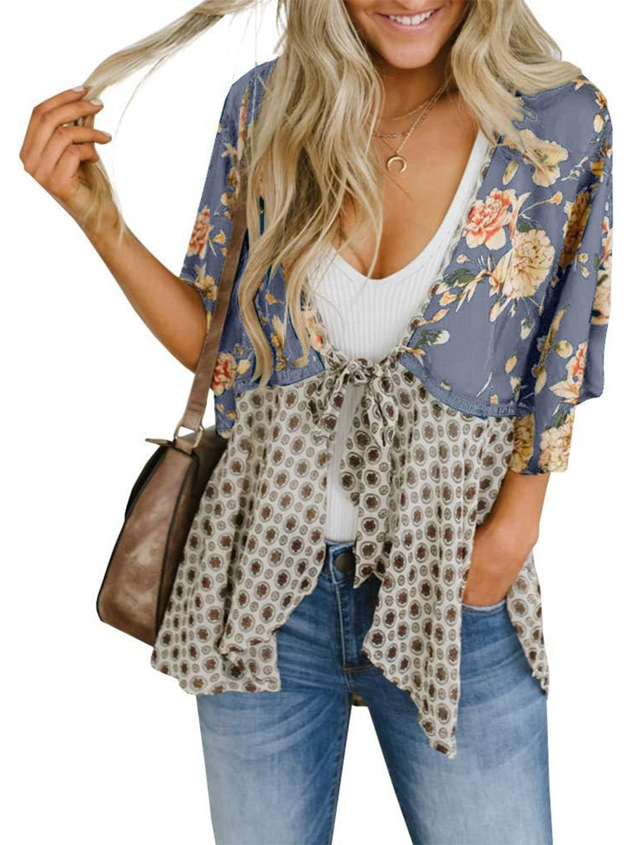 💐2026 SPRING SALE - 60% OFF!🌸Women's Floral Kimono Ruffle Sleeve Tie Cardigans Flowy Boho Loose Cover Ups