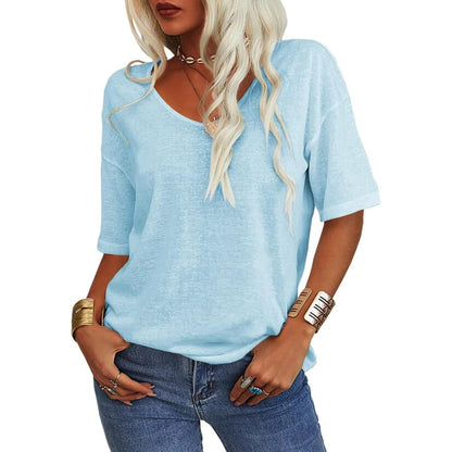 💖2026 Summer Sale 50% OFF💥Women's Solid Color V-Neck T-shirt