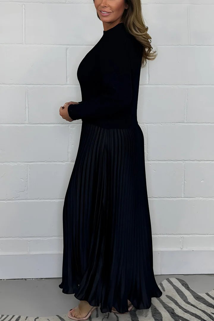 💕Limited Time 55% Off💕Women's solid color Long Sleeve Jumper & Pleated Bottom Dress