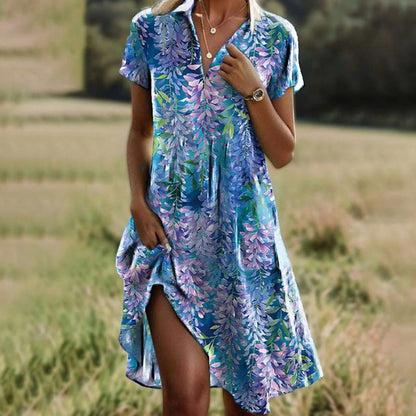 🥰2026 Hot Sale 50% OFF🥰Women's Stylish Printed Casual V-Neck Dress🌸 Effortless Summer Chic ☀️