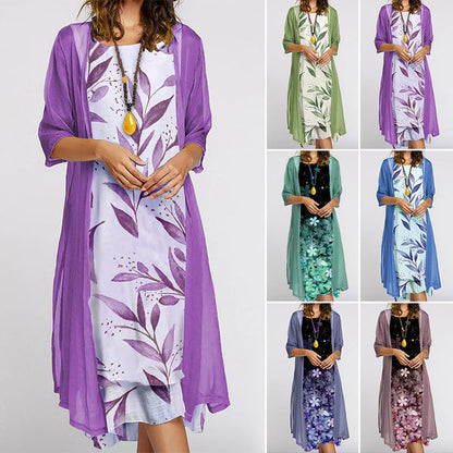 2-Piece Set with Print - Dresses and Cardigan