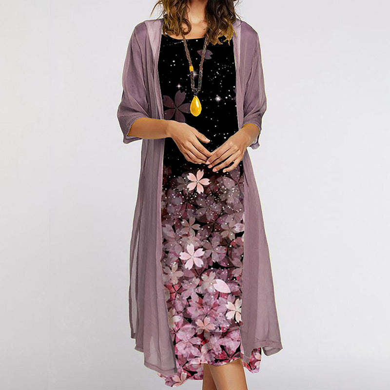 2-Piece Set with Print - Dresses and Cardigan