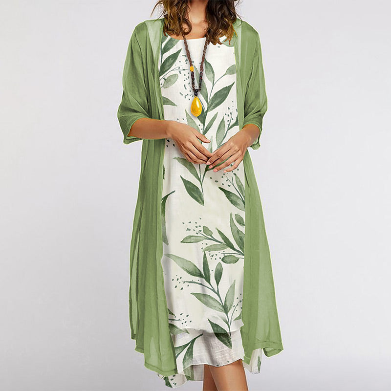 2-Piece Set with Print - Dresses and Cardigan