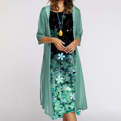 2-Piece Set with Print - Dresses and Cardigan