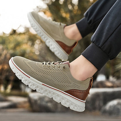 Men’s Breathable Lightweight Knit Patchwork Sneakers