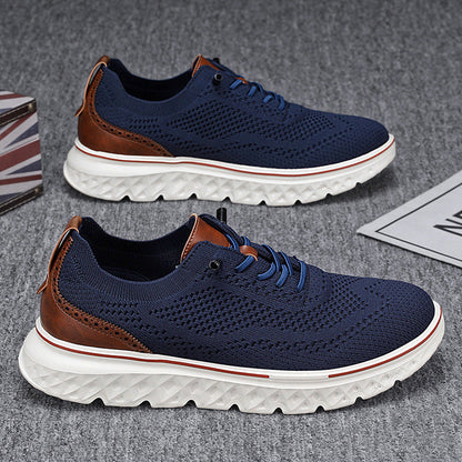 Men’s Breathable Lightweight Knit Patchwork Sneakers