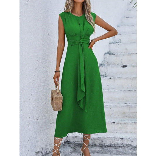 Women's Elegant Solid Color Crew Neck Dress