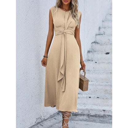 Women's Elegant Solid Color Crew Neck Dress
