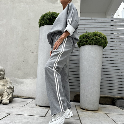 Women’s Casual Striped Tops ＆ Wide-Leg Pants 2-Piece Set