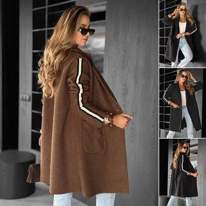 Fashionable lapel striped coat jacket