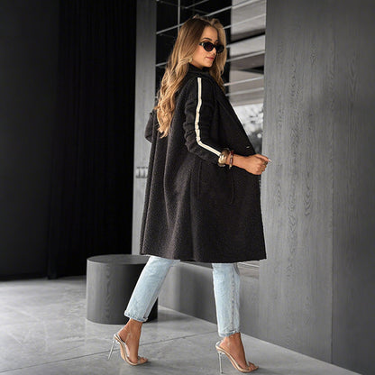 Fashionable lapel striped coat jacket