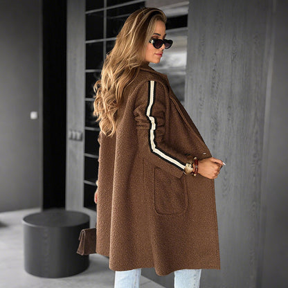 Fashionable lapel striped coat jacket
