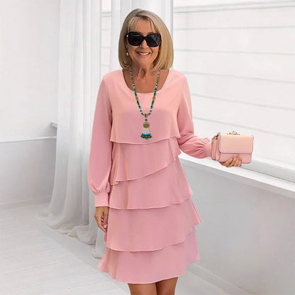 Women's Layered Ruffle Long Sleeve Dress