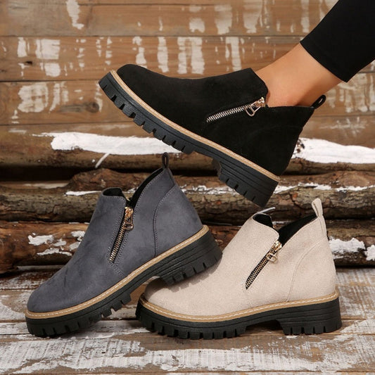 🎉2025 New Products Hot Sale✨Women's Round-Toe Ankle Boots with Side Zipper