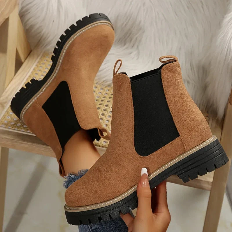 🍂Women's Solid Elastic Low Heel Ankle Boots